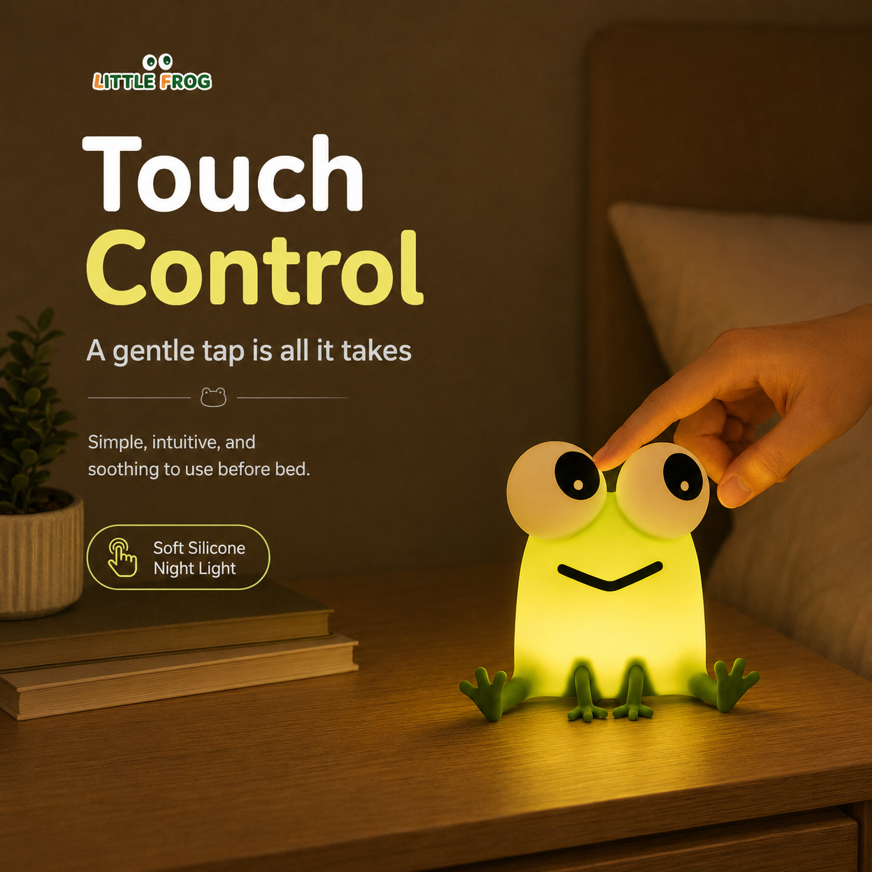 Soft Silicone Frog Lamp – Rechargeable Nursery & Bedside Night Light
