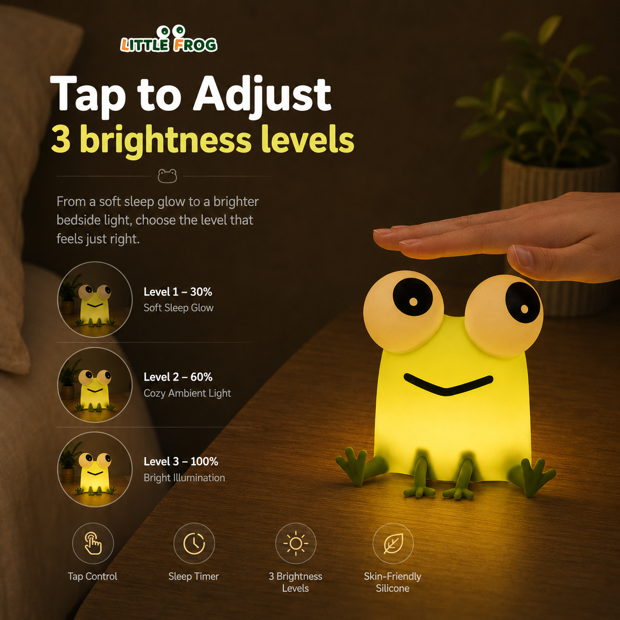 Soft Silicone Frog Lamp – Rechargeable Nursery & Bedside Night Light