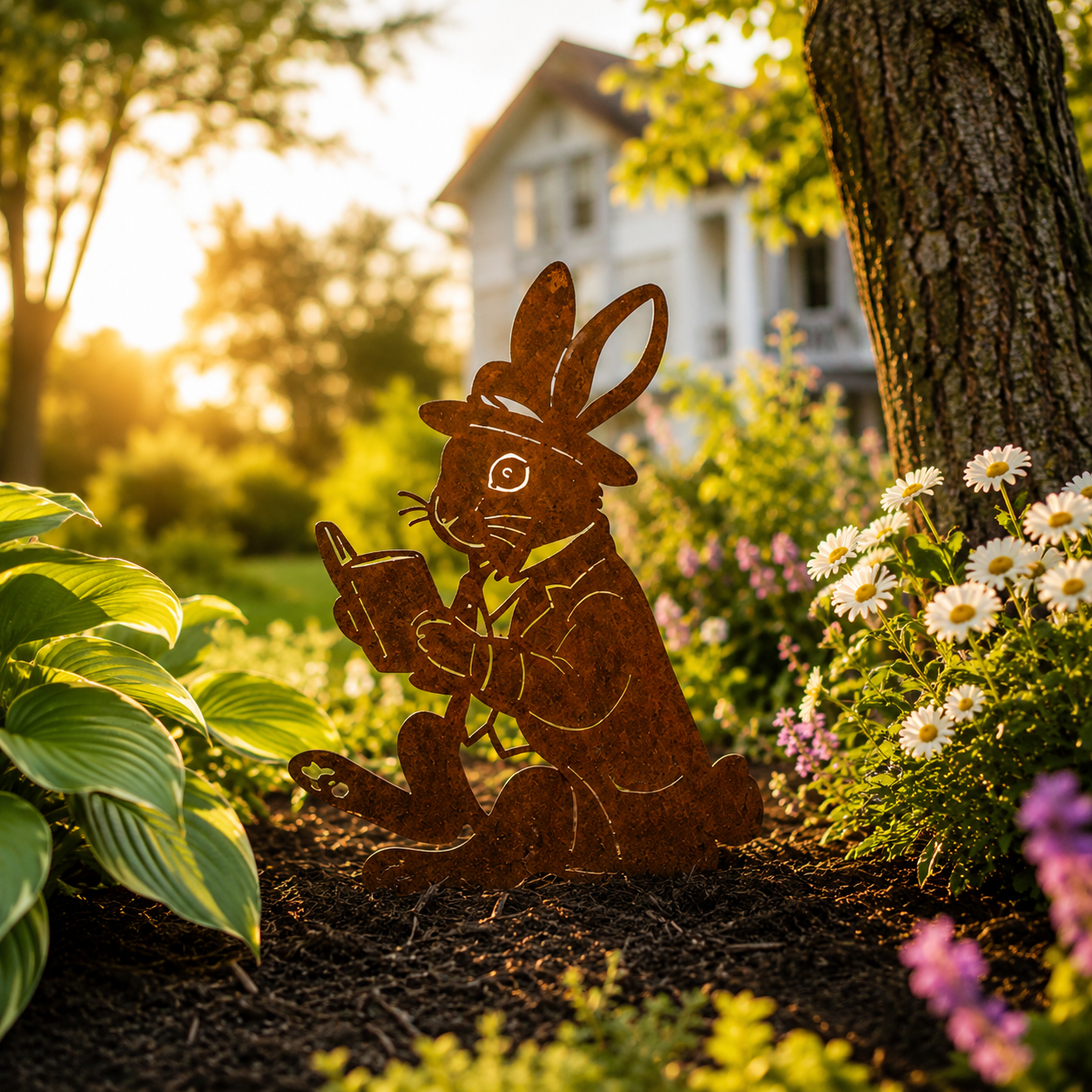 Whimsical Reading Rabbit Yard Stake – A Thoughtful Gift for Garden & Book Lovers