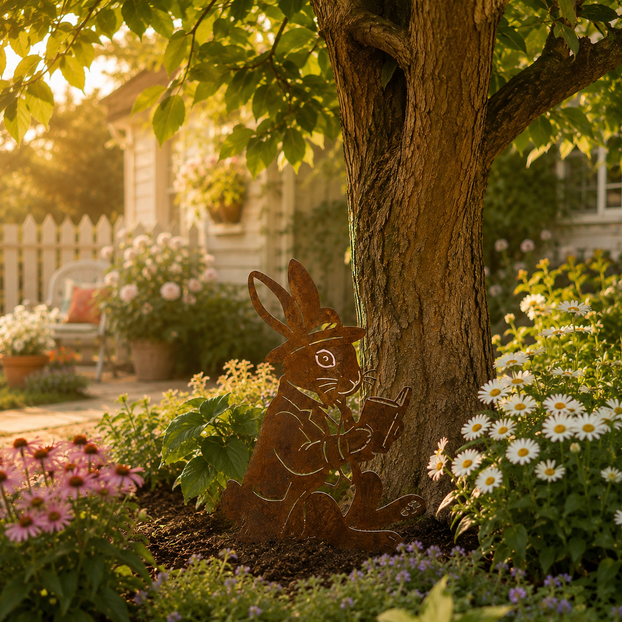 Whimsical Reading Rabbit Yard Stake – A Thoughtful Gift for Garden & Book Lovers