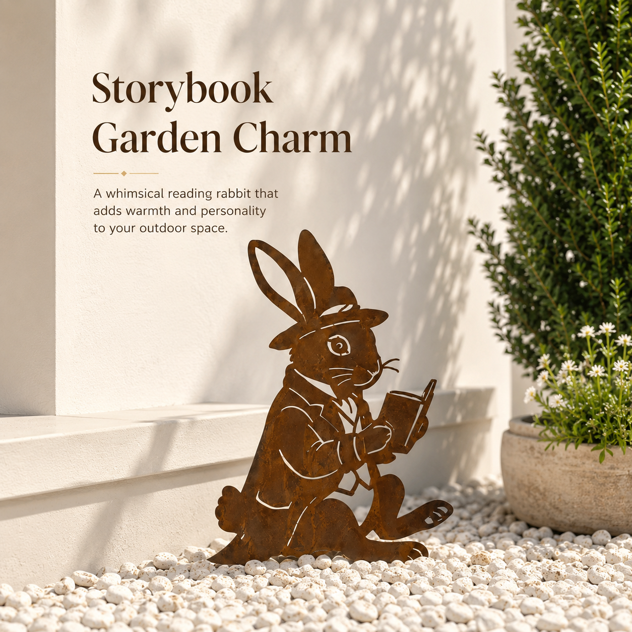 Whimsical Reading Rabbit Yard Stake – A Thoughtful Gift for Garden & Book Lovers