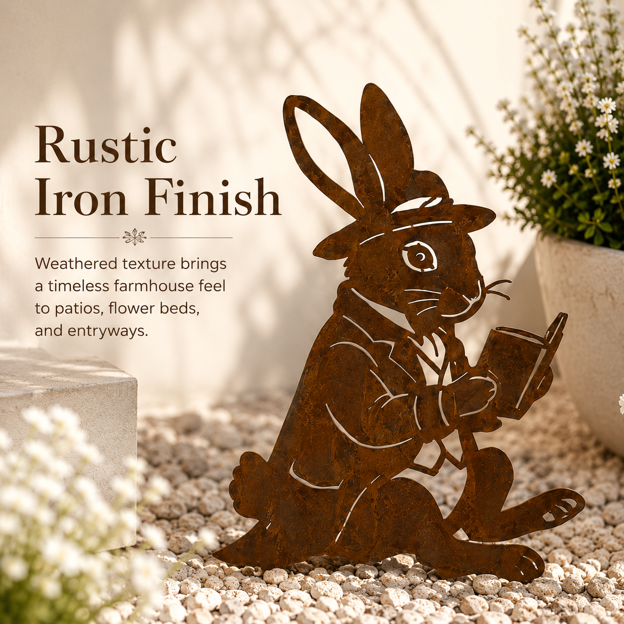 Whimsical Reading Rabbit Yard Stake – A Thoughtful Gift for Garden & Book Lovers