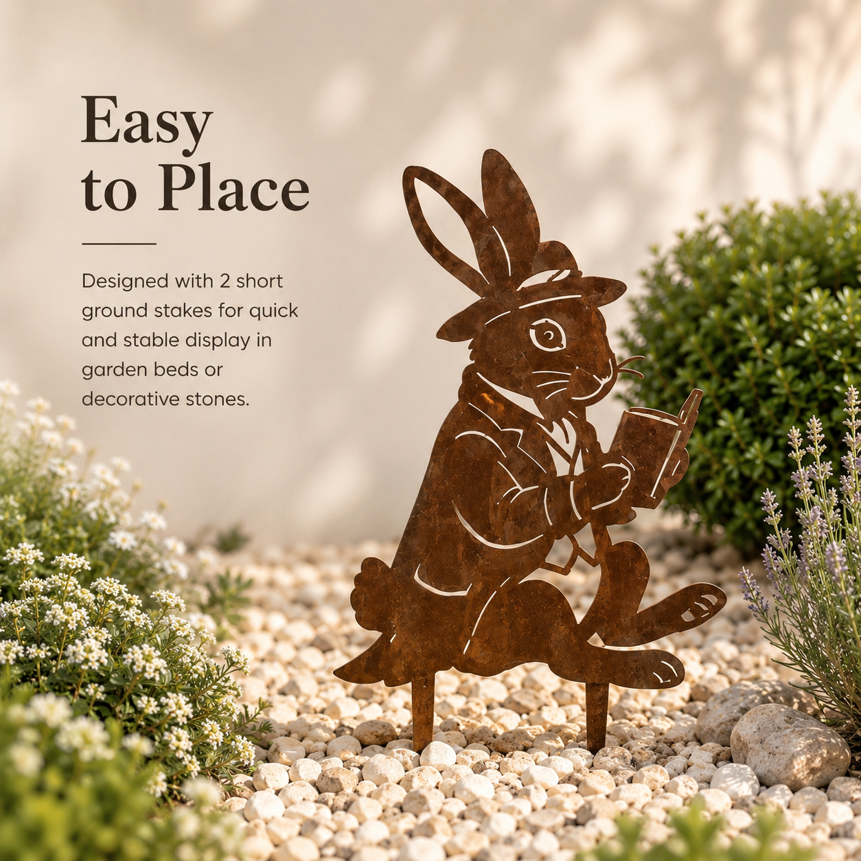 Whimsical Reading Rabbit Yard Stake – A Thoughtful Gift for Garden & Book Lovers