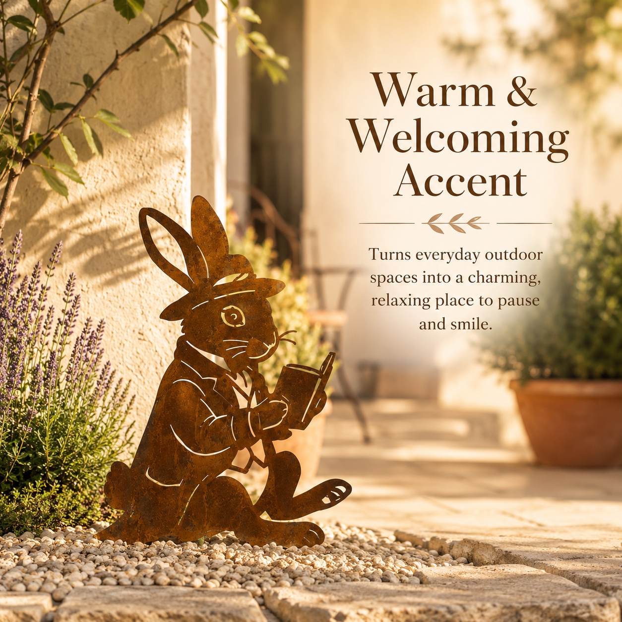 Whimsical Reading Rabbit Yard Stake – A Thoughtful Gift for Garden & Book Lovers