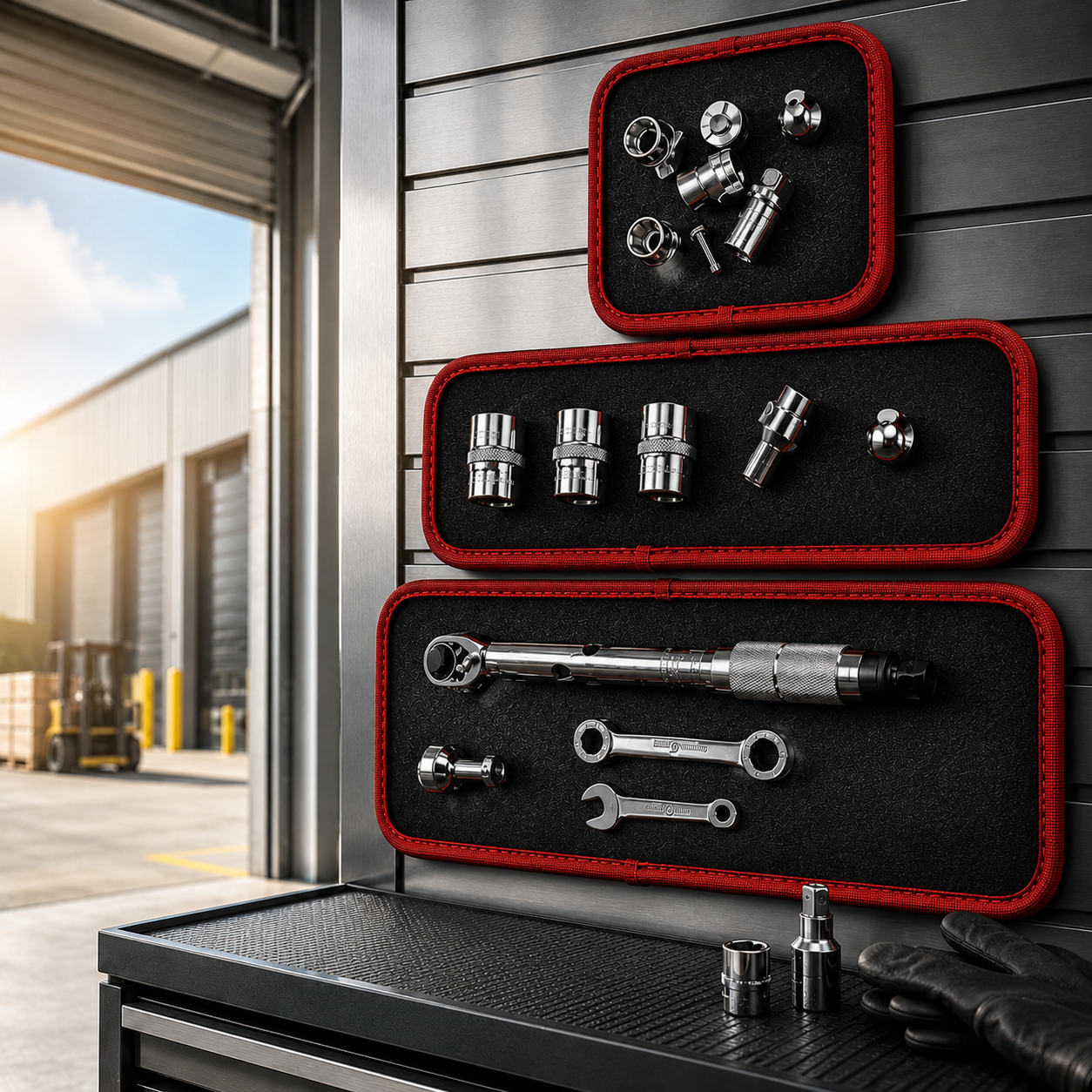 3-Piece Magnetic Tool Tray Set for Garage & Auto Repair