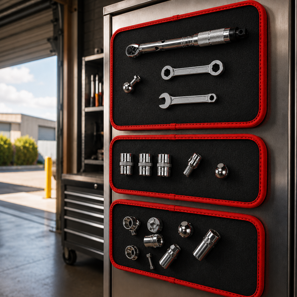 3-Piece Magnetic Tool Tray Set for Garage & Auto Repair