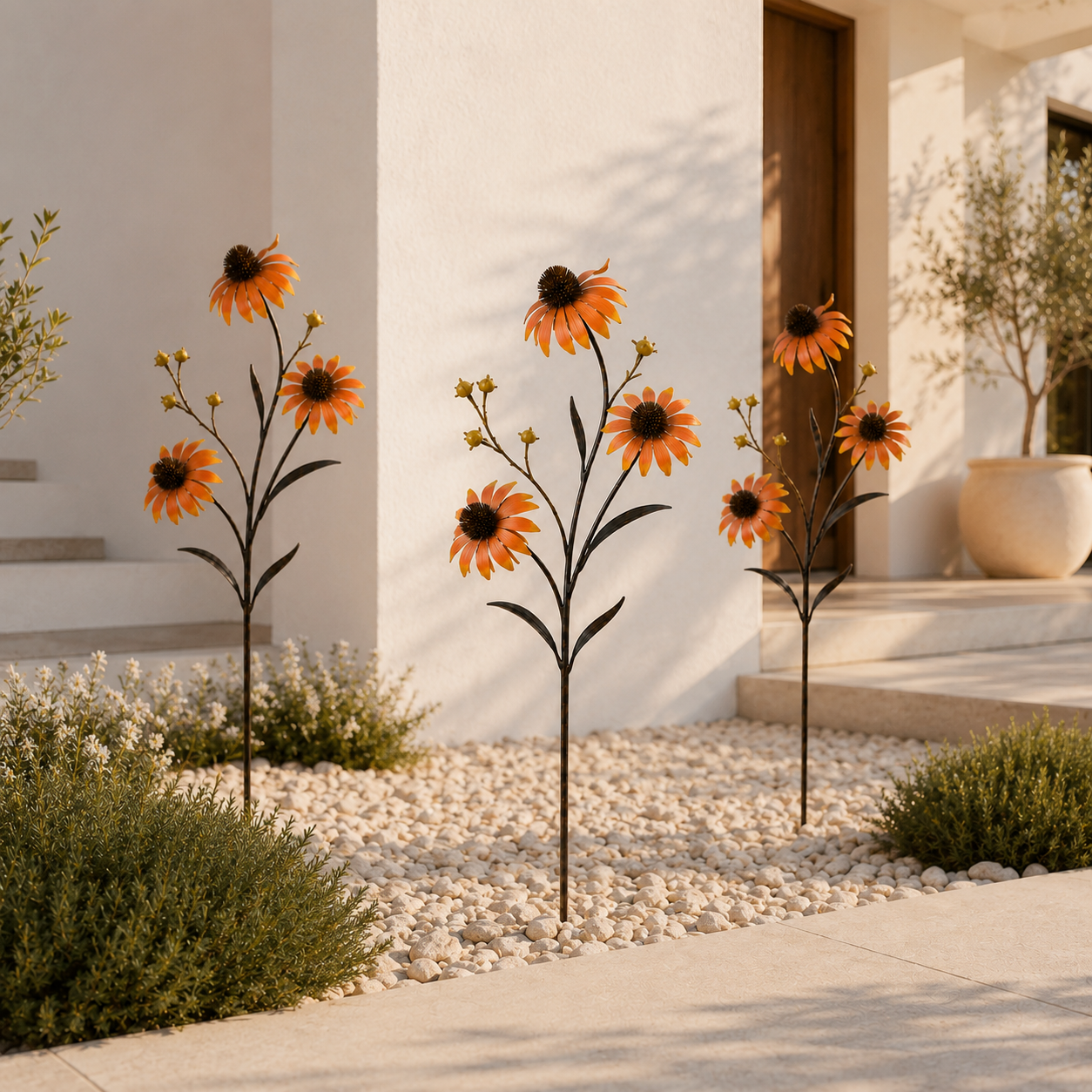 Sunset Bloom Metal Garden Sculpture – A Warm Accent for Outdoor Spaces