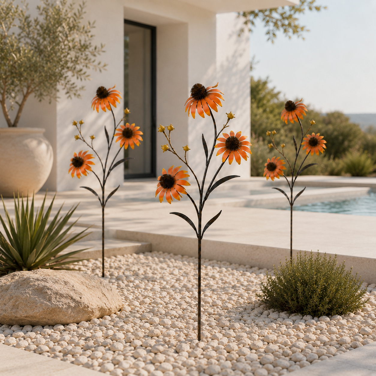 Sunset Bloom Metal Garden Sculpture – A Warm Accent for Outdoor Spaces