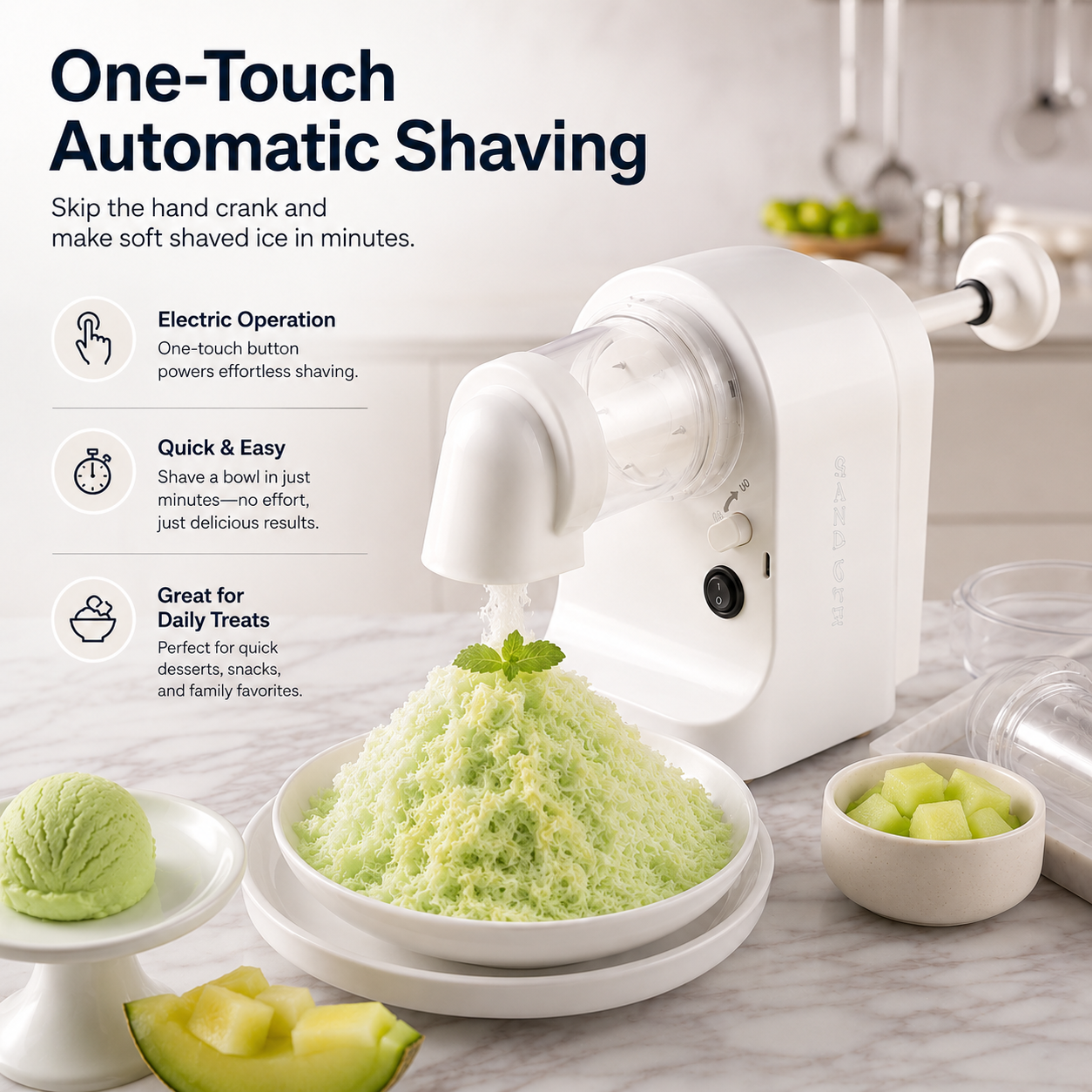 FluffySnow™ Electric Shaved Ice Maker – One-Touch Snow-Like Desserts at Home