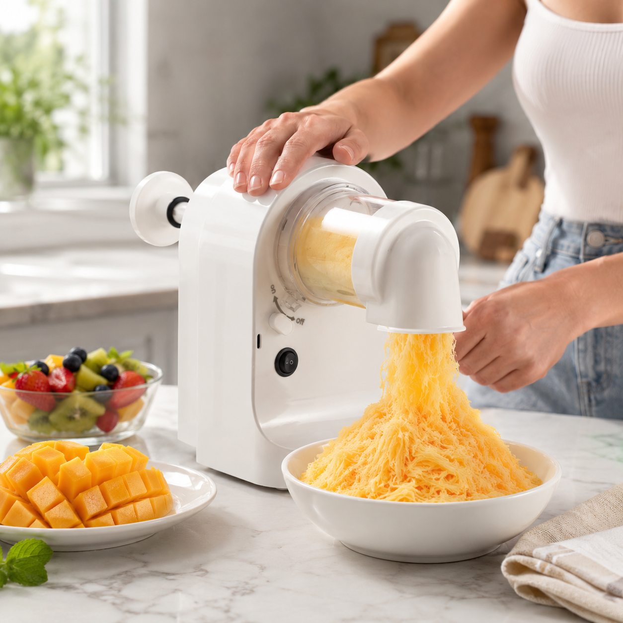 FluffySnow™ Electric Shaved Ice Maker – One-Touch Snow-Like Desserts at Home