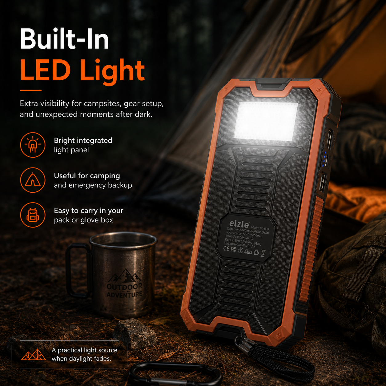 Adventure-Ready Solar Power Bank for Phones, Tablets & Outdoor Gear