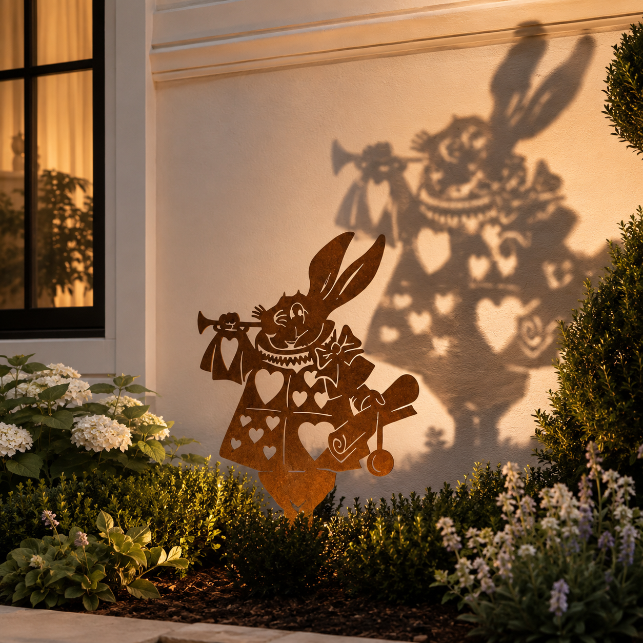Storybook Bunny Metal Garden Decor – Rustic Outdoor Stake