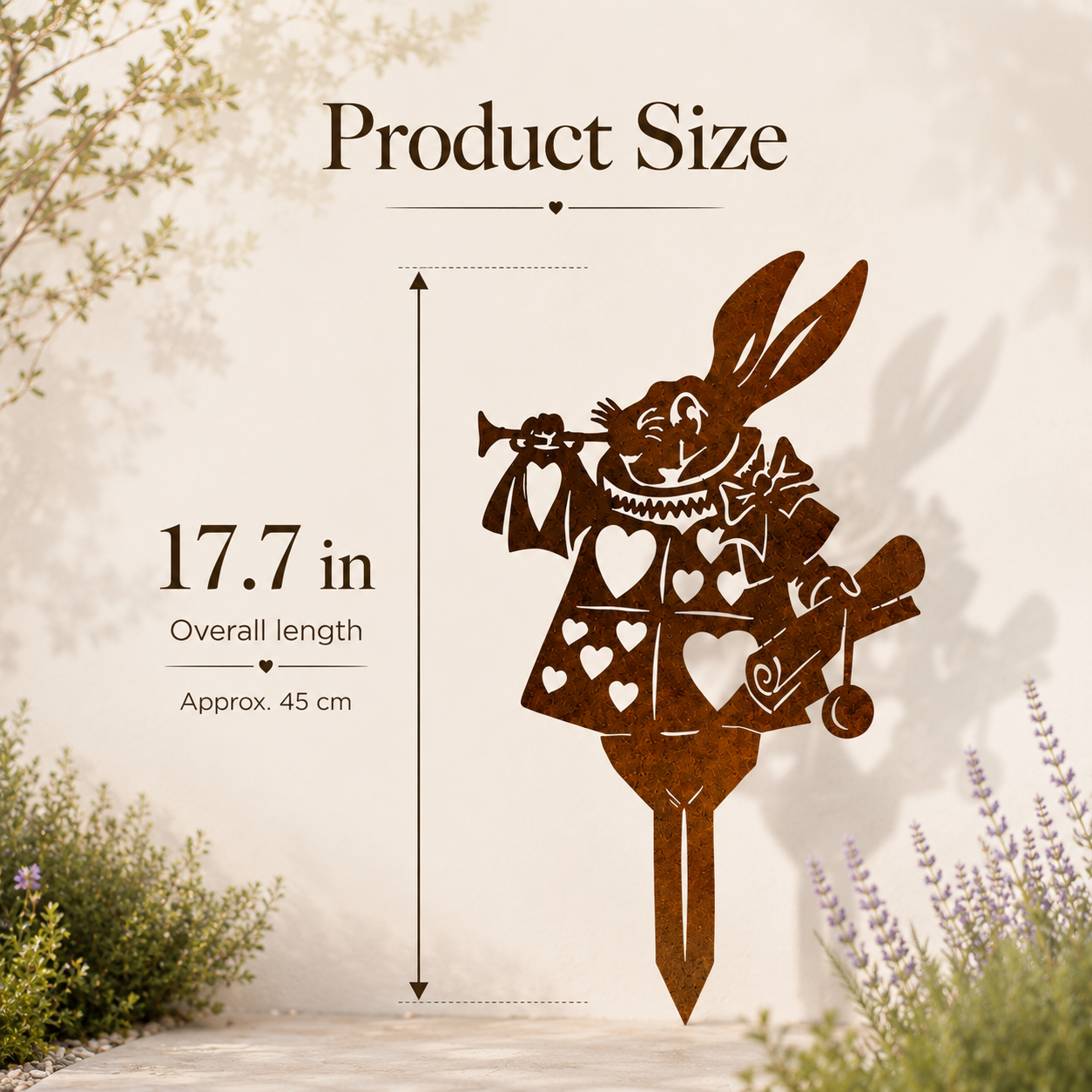 Storybook Bunny Metal Garden Decor – Rustic Outdoor Stake