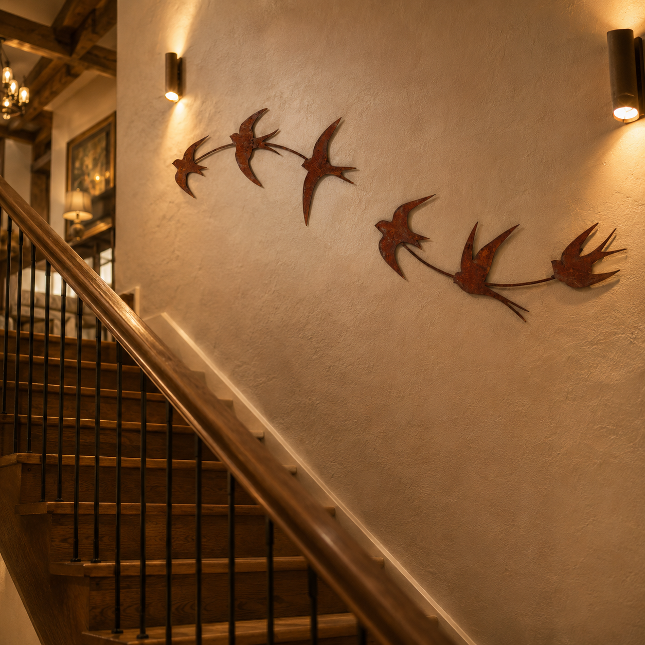 Rustic Swallow Wall Art Set for Indoor & Outdoor Decor-2pcs