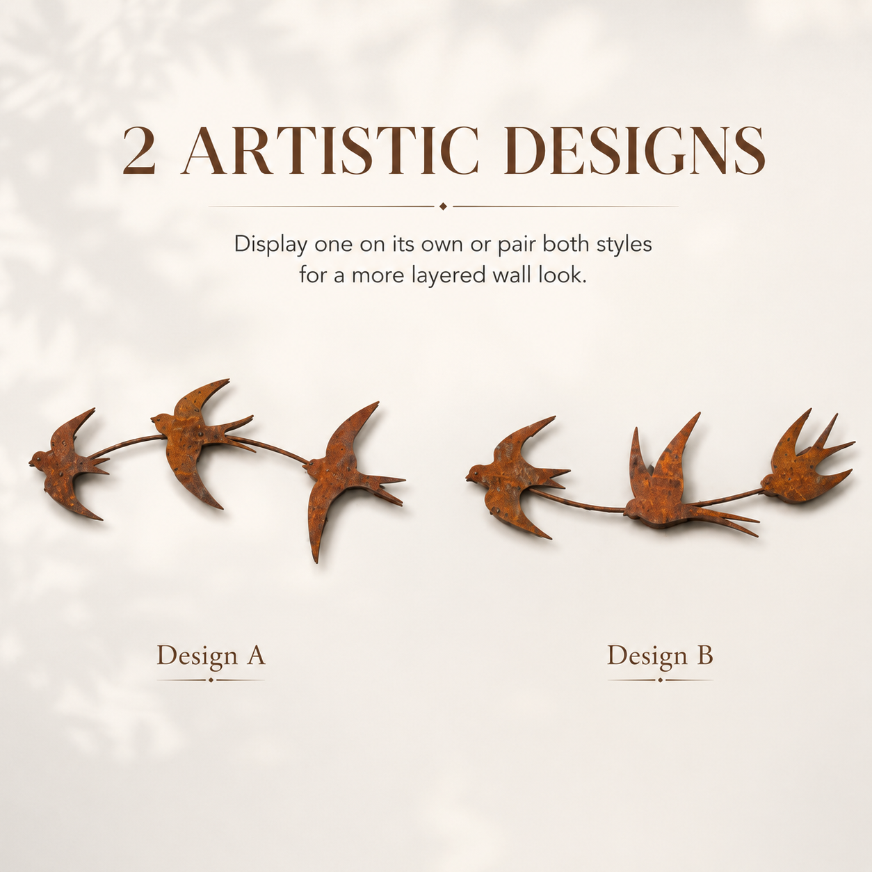 Rustic Swallow Wall Art Set for Indoor & Outdoor Decor-2pcs