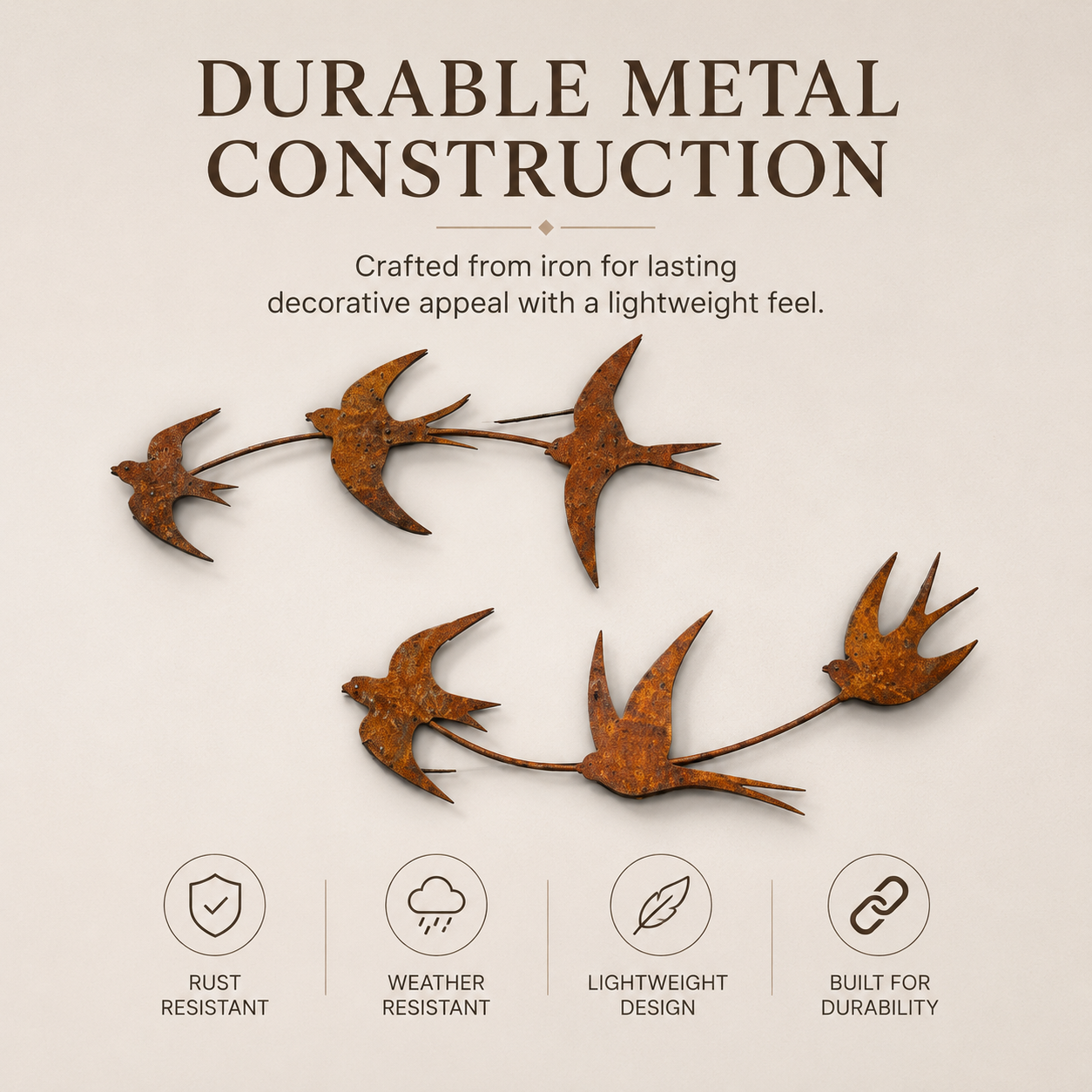 Rustic Swallow Wall Art Set for Indoor & Outdoor Decor-2pcs
