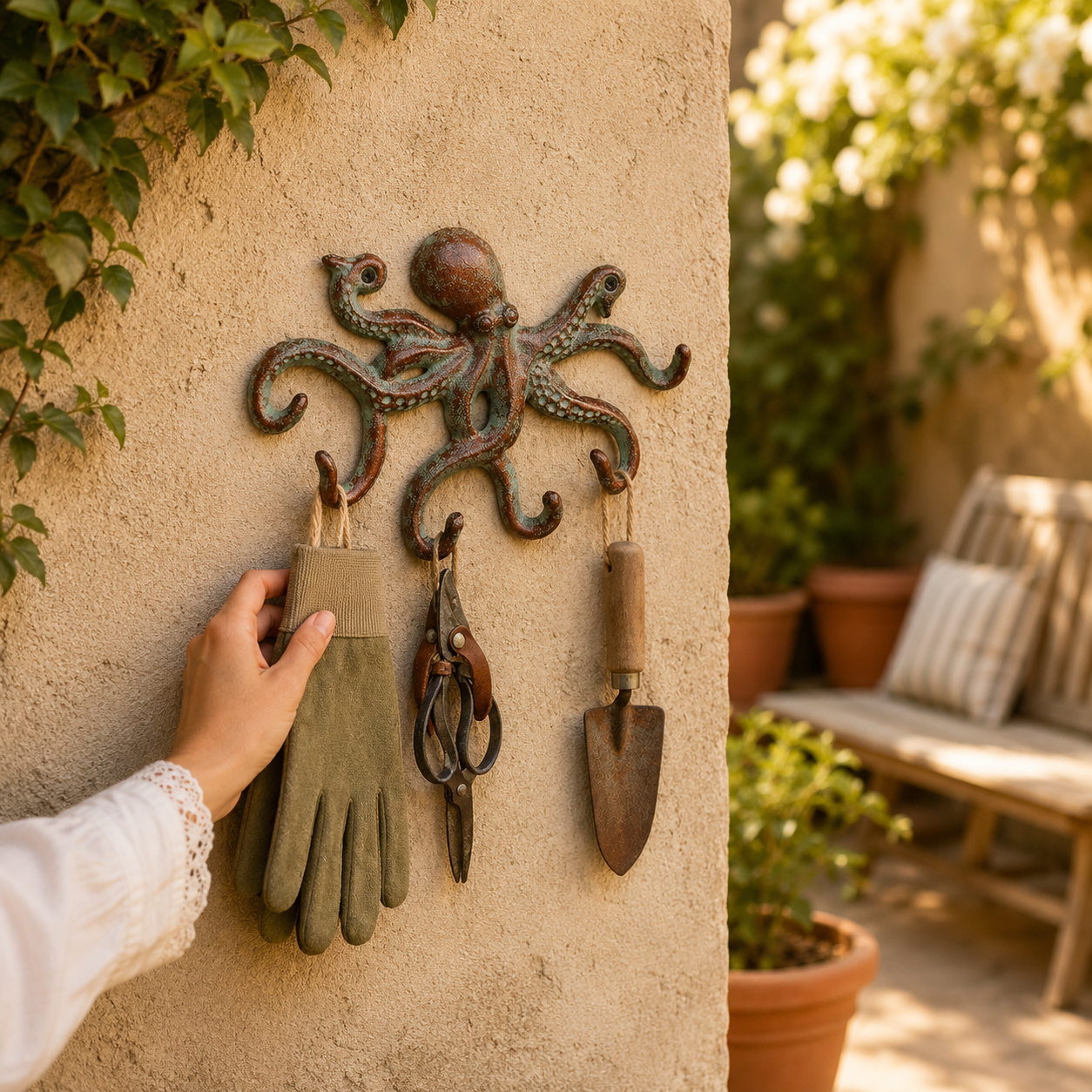 Vintage Octopus Wall Hook – Rustic Coastal Storage for Keys, Tools & Everyday Essentials