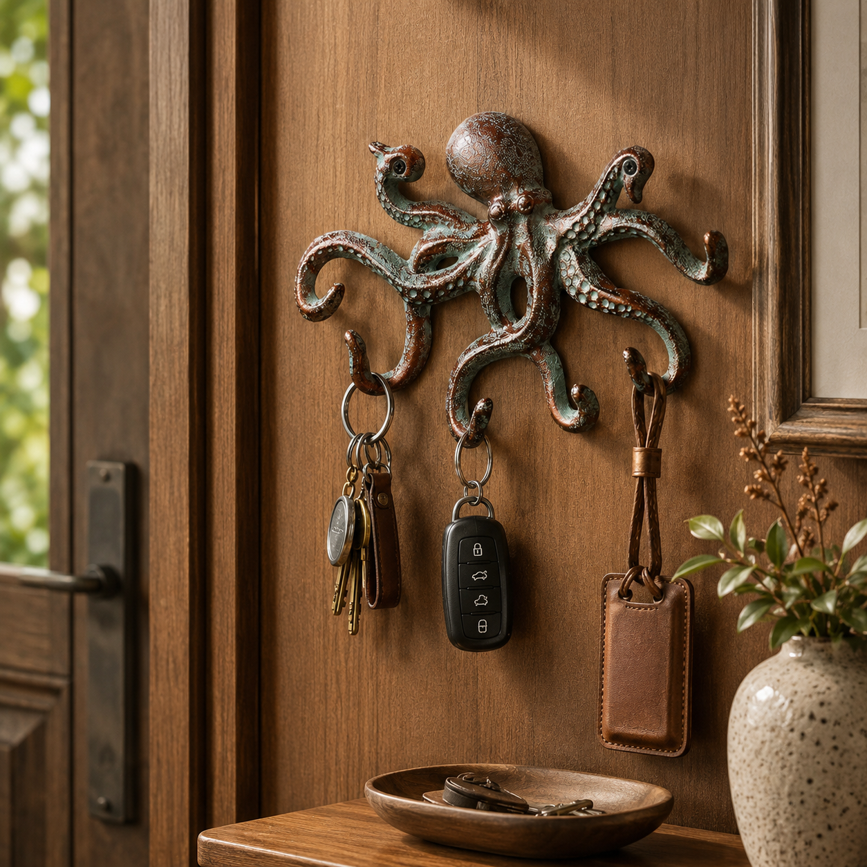 Vintage Octopus Wall Hook – Rustic Coastal Storage for Keys, Tools & Everyday Essentials