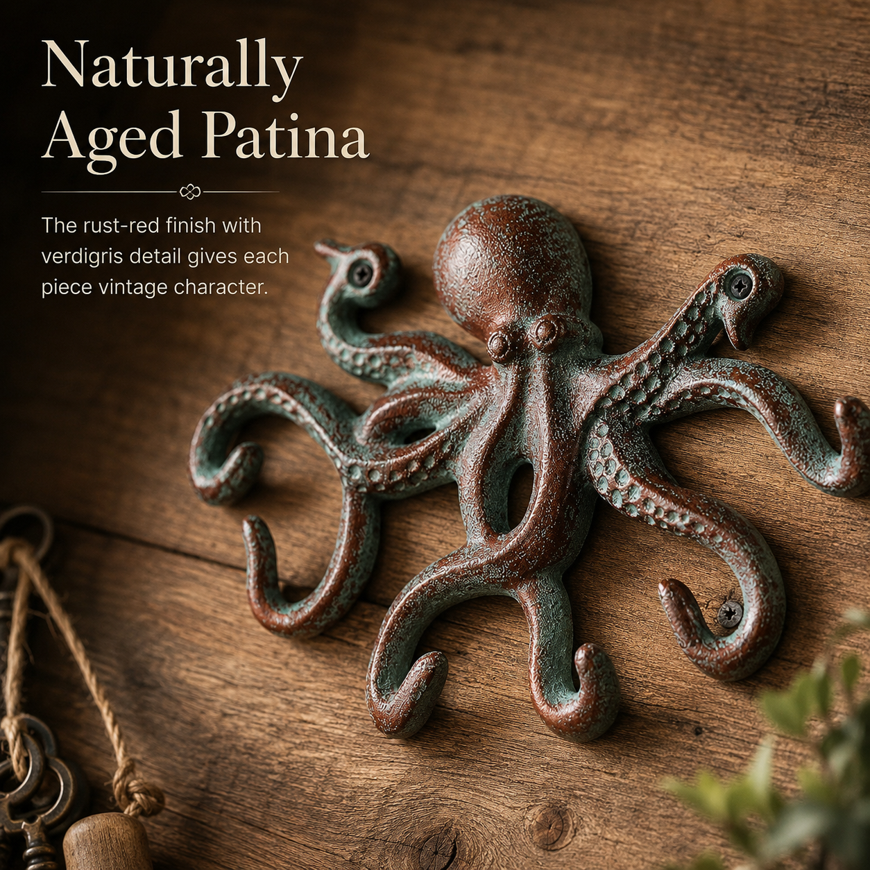Vintage Octopus Wall Hook – Rustic Coastal Storage for Keys, Tools & Everyday Essentials