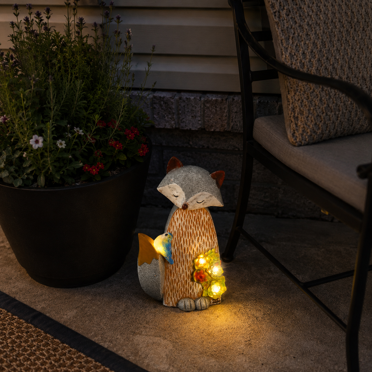 Lighted Woodland Fox Garden Statue – Hand-Painted Porch & Patio Accent