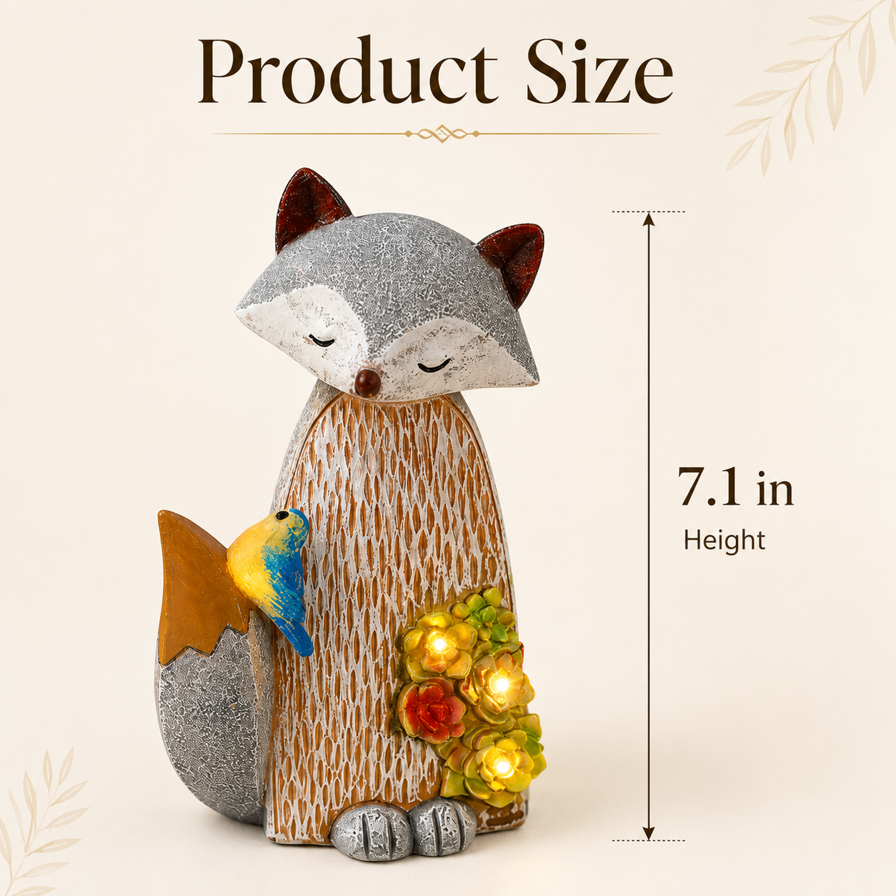 Lighted Woodland Fox Garden Statue – Hand-Painted Porch & Patio Accent