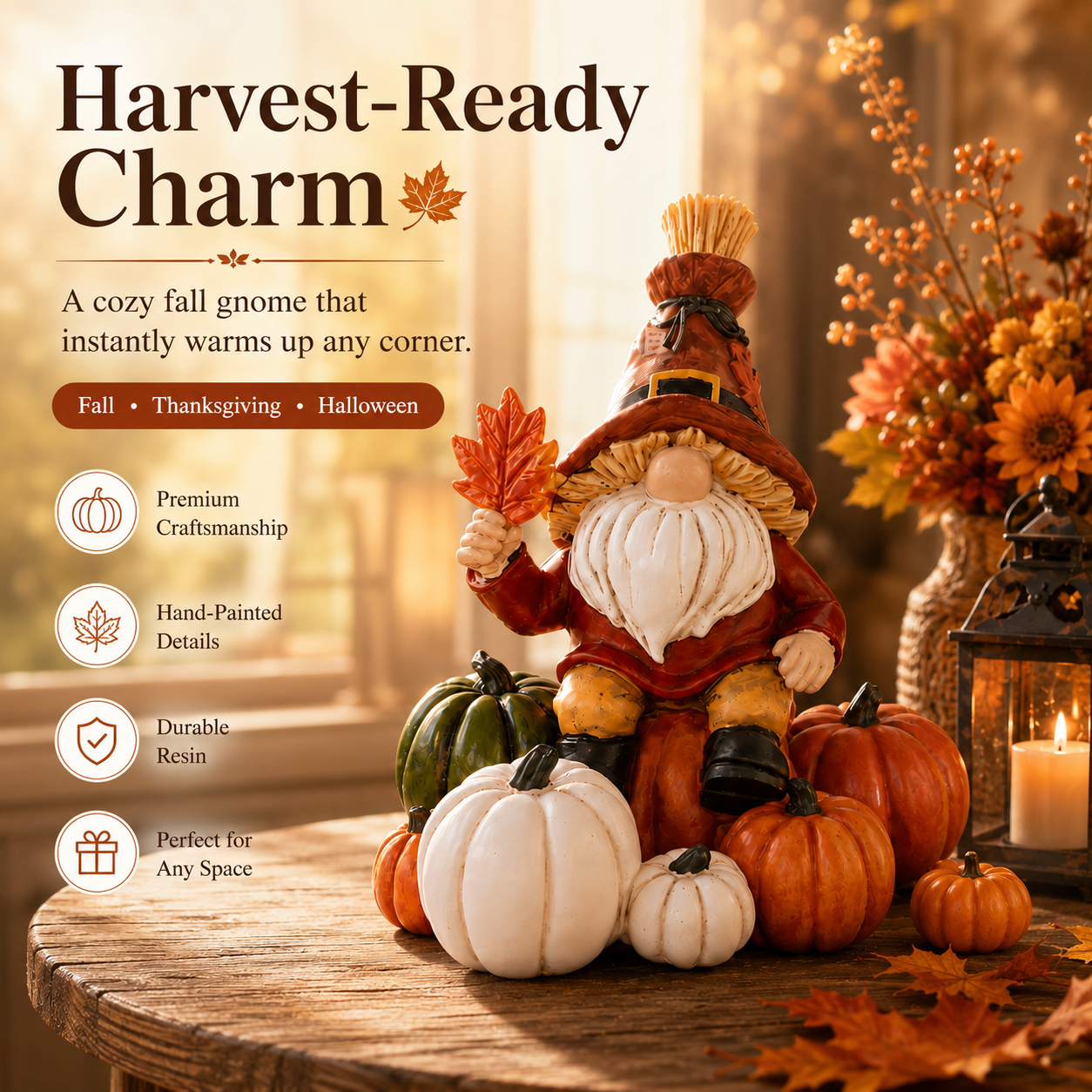 Autumn Harvest Pumpkin Resin Décor