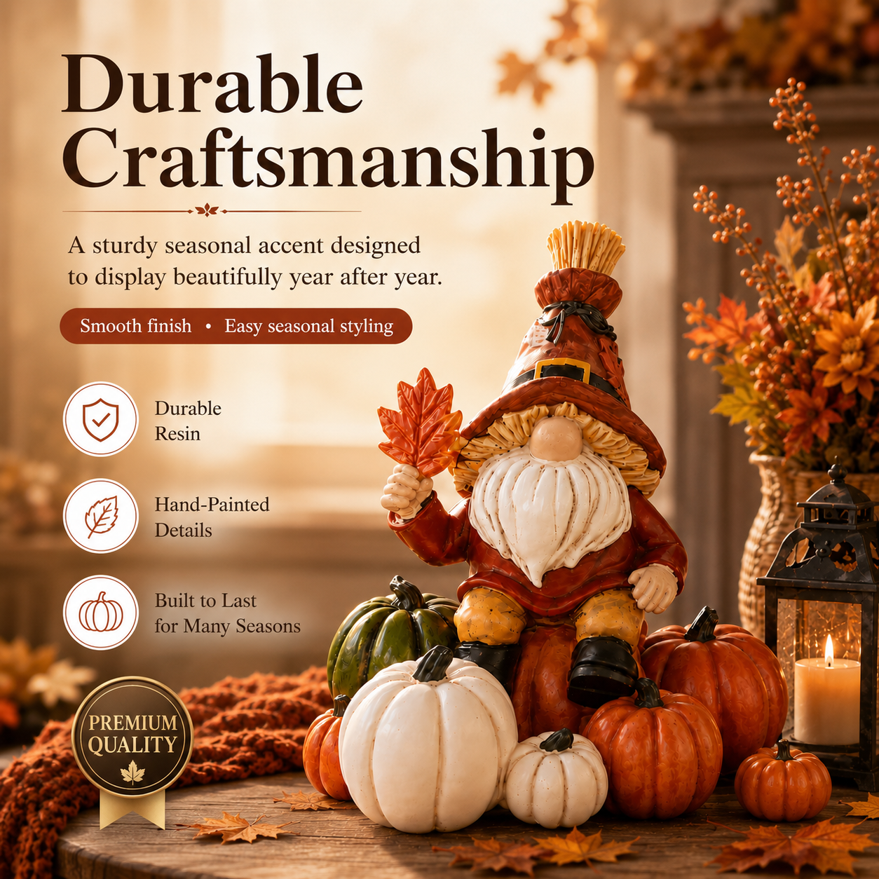 Autumn Harvest Pumpkin Resin Décor