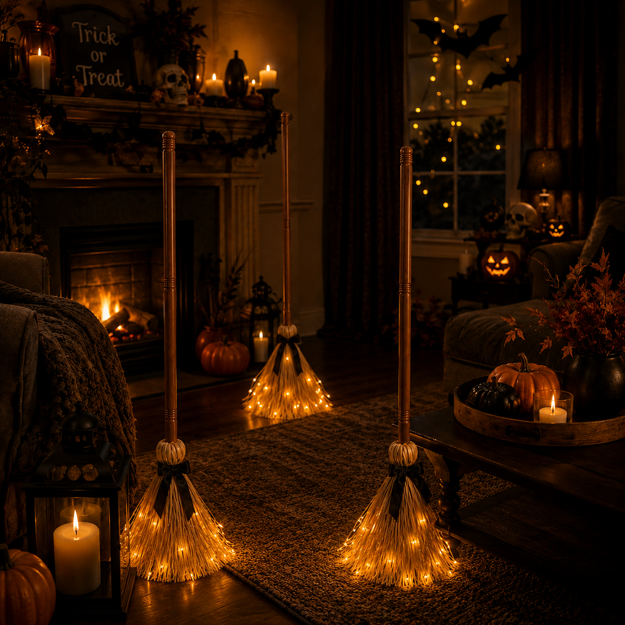 Animated Self-Moving Witch Broom with Lights & Spooky Sounds