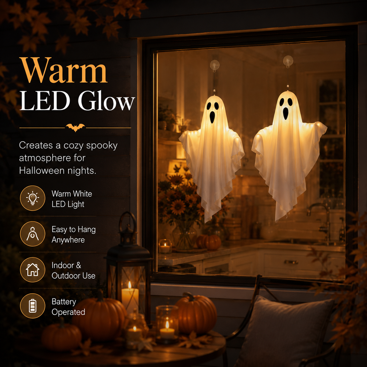 Spooky-Cute Hanging Ghost Lights – Light Up Your Halloween Nights with Charm