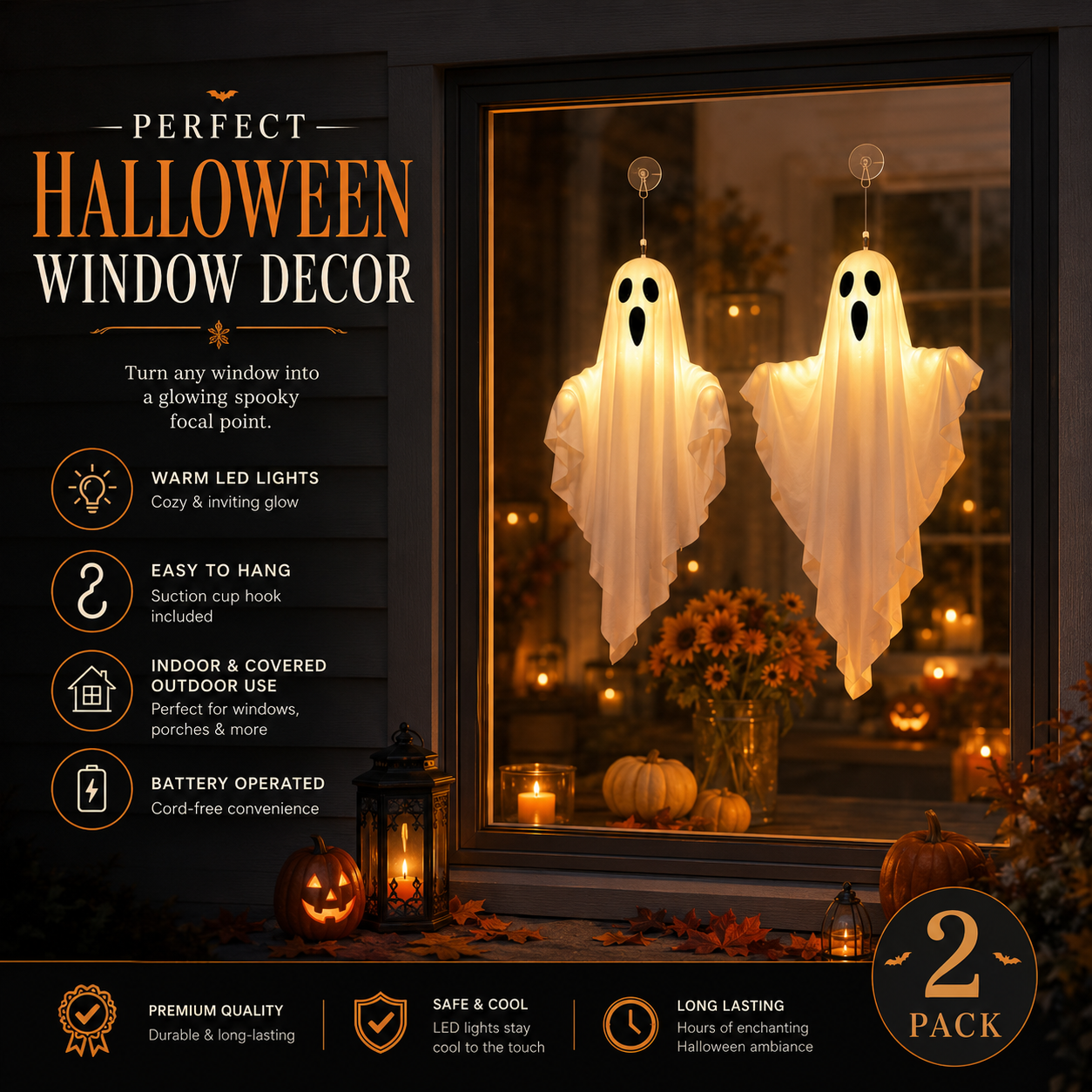 Spooky-Cute Hanging Ghost Lights – Light Up Your Halloween Nights with Charm