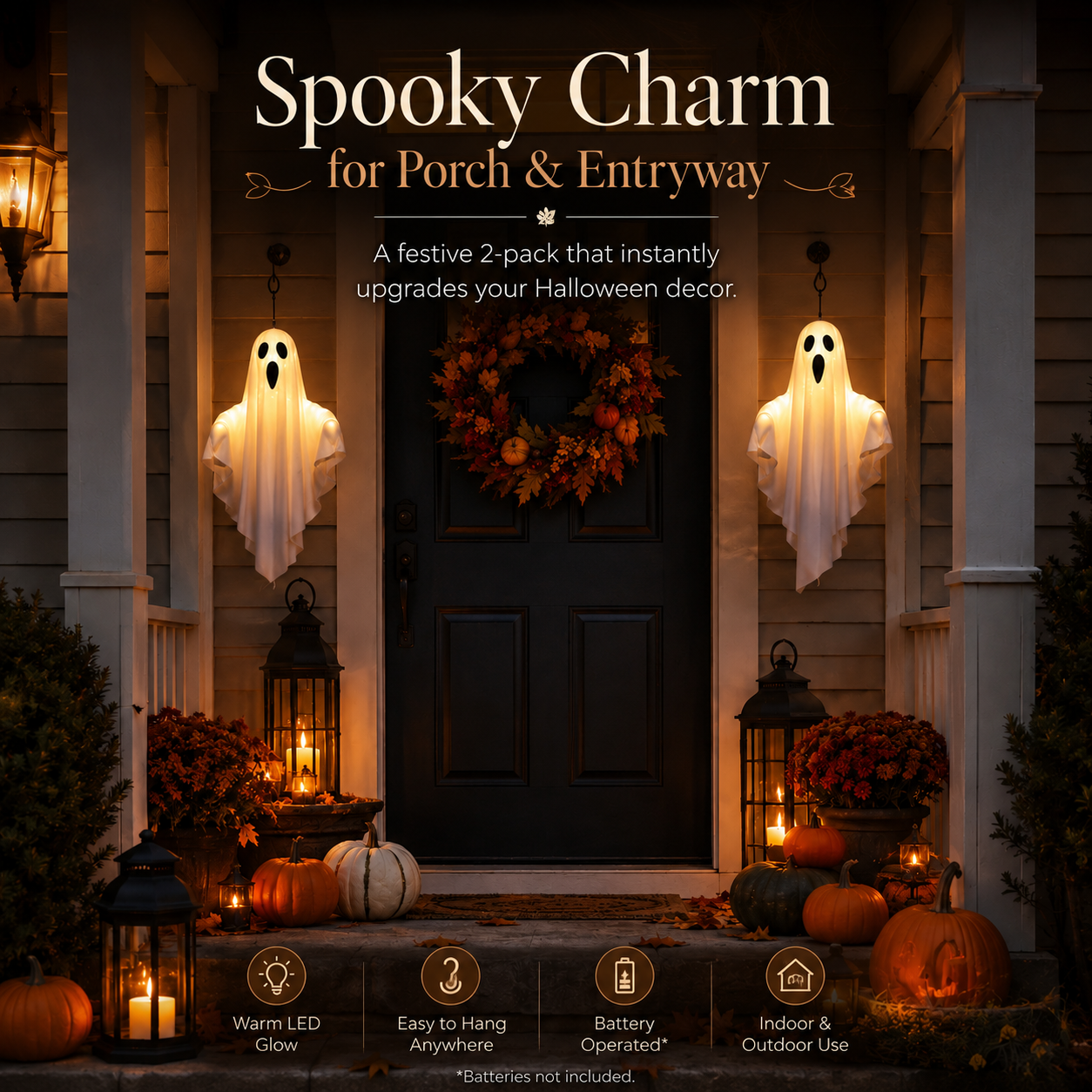 Spooky-Cute Hanging Ghost Lights – Light Up Your Halloween Nights with Charm