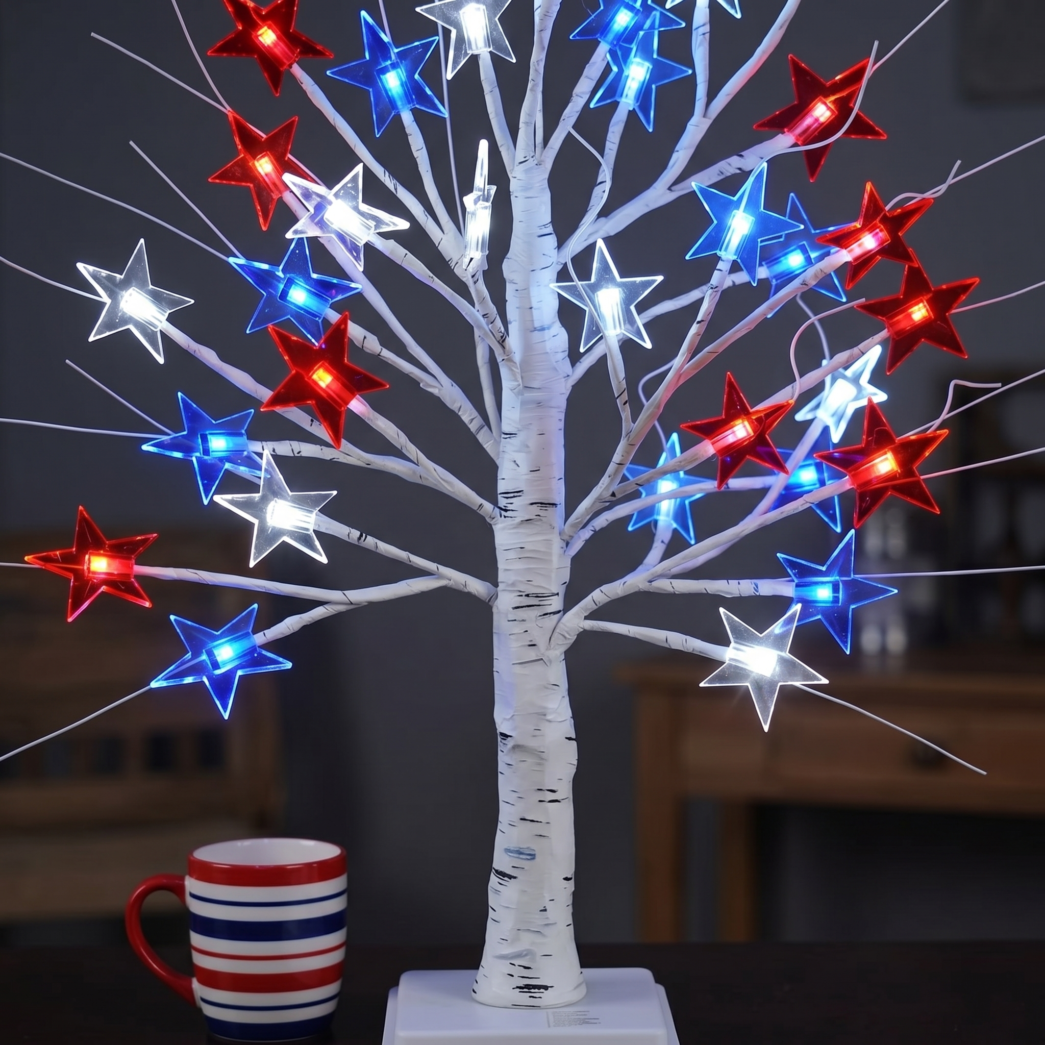 Independent Decorative Lights With 24 LEDs, 8 Flashing Modes, And Powered By USB Battery Box.