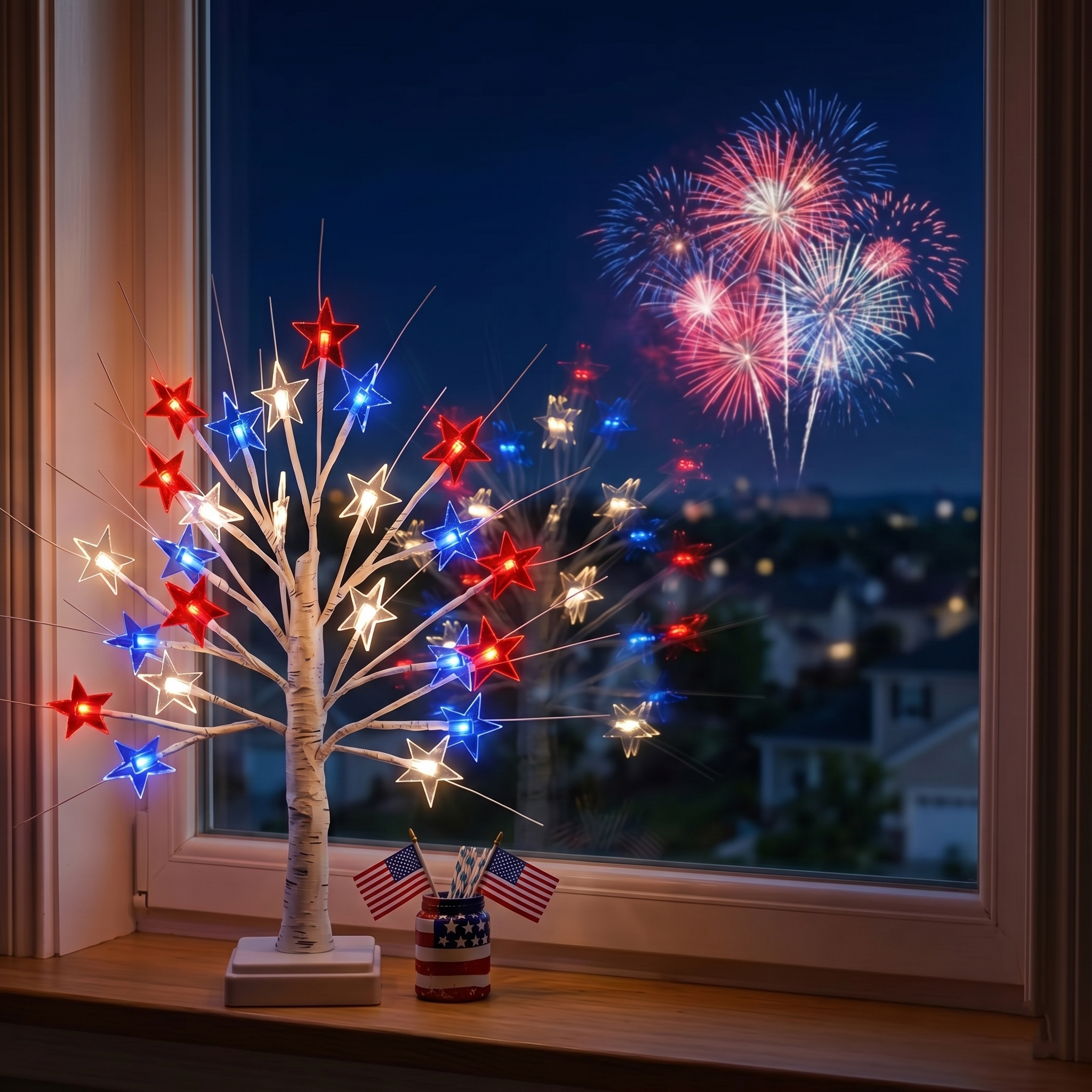 Independent Decorative Lights With 24 LEDs, 8 Flashing Modes, And Powered By USB Battery Box.