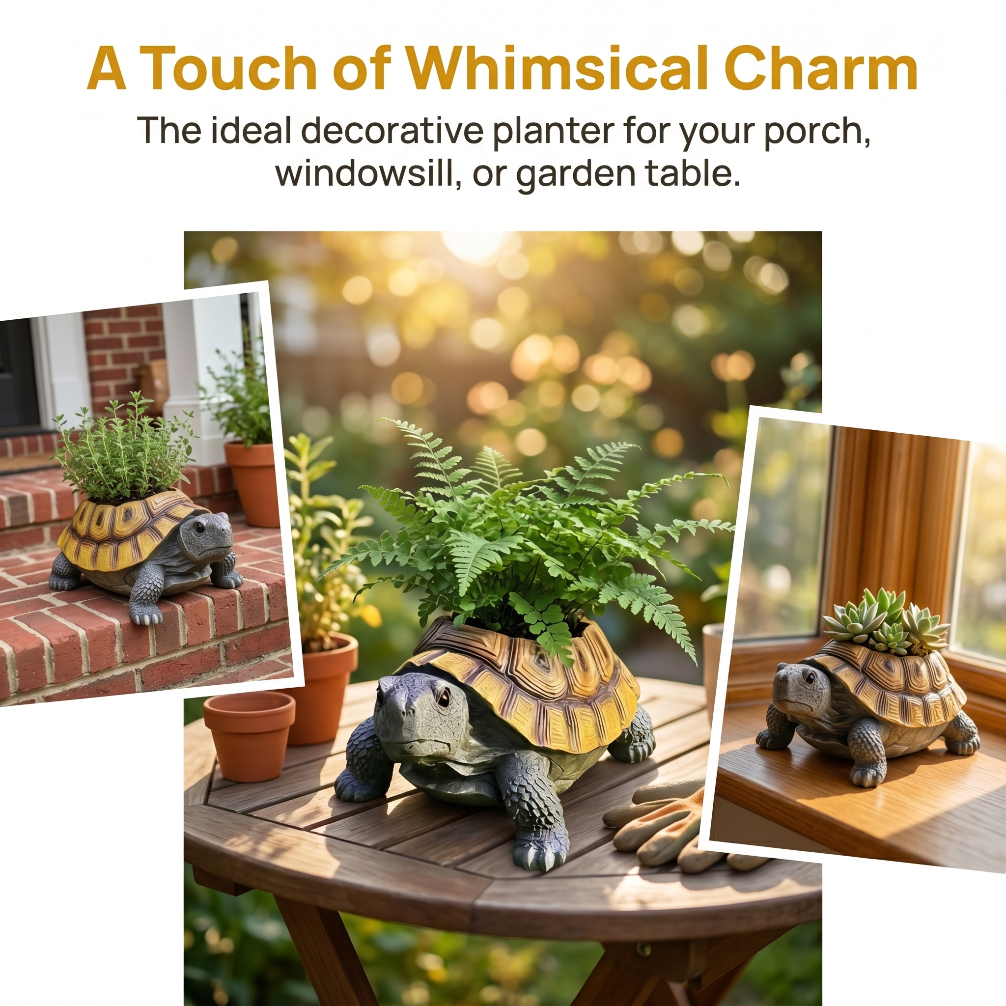 Resin Flower Pot Ornament In The Shape Of a Simulated Tortoise