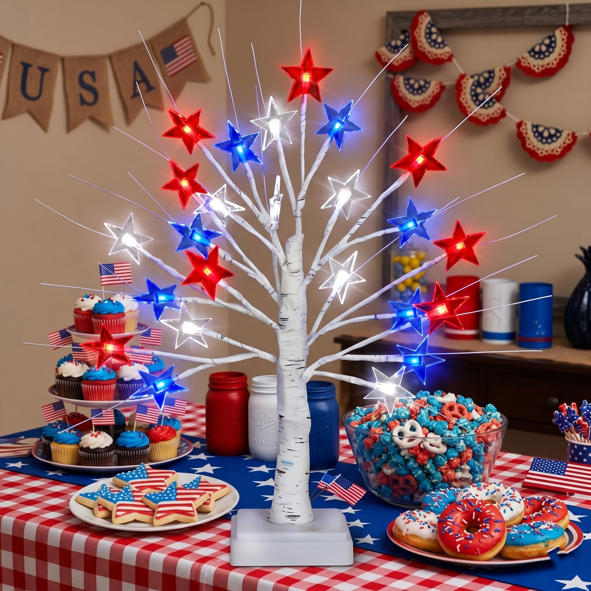 Independent Decorative Lights With 24 LEDs, 8 Flashing Modes, And Powered By USB Battery Box.