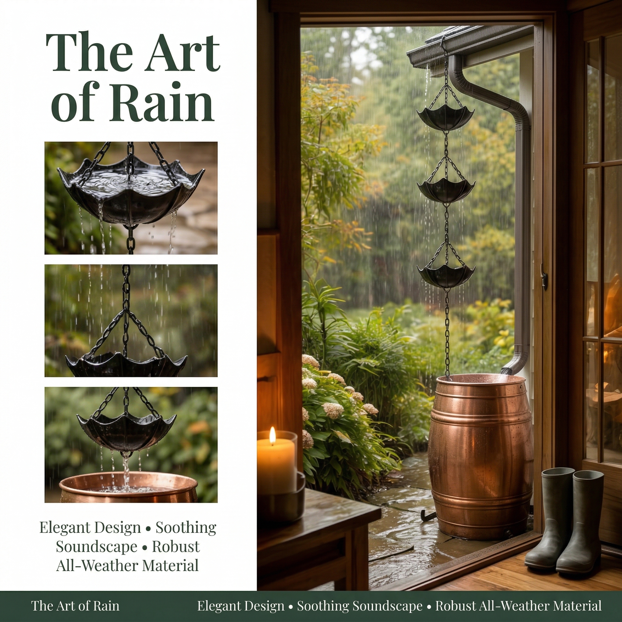 Small Umbrella Wind Chime Wrought Iron Outdoor Decoration Garden Courtyard Rain Chain