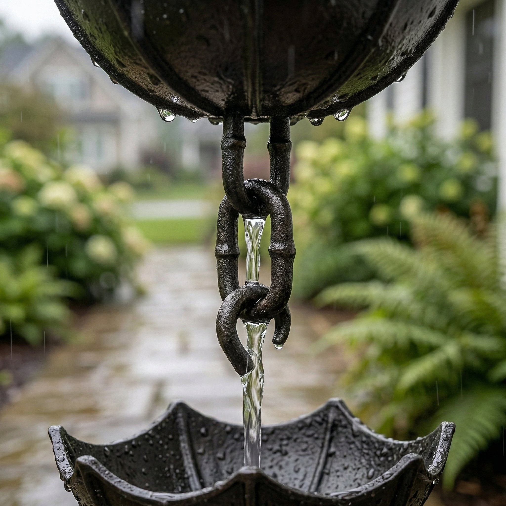 Small Umbrella Wind Chime Wrought Iron Outdoor Decoration Garden Courtyard Rain Chain