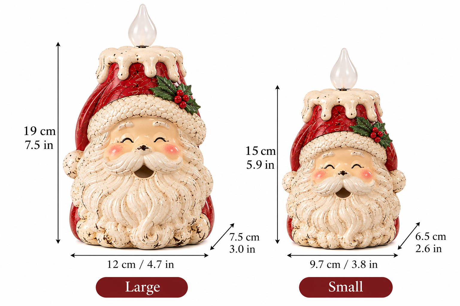 Vintage Lighted Santa Candle