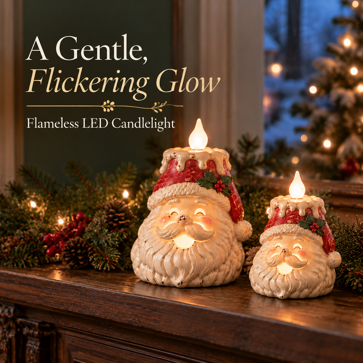 Vintage Lighted Santa Candle