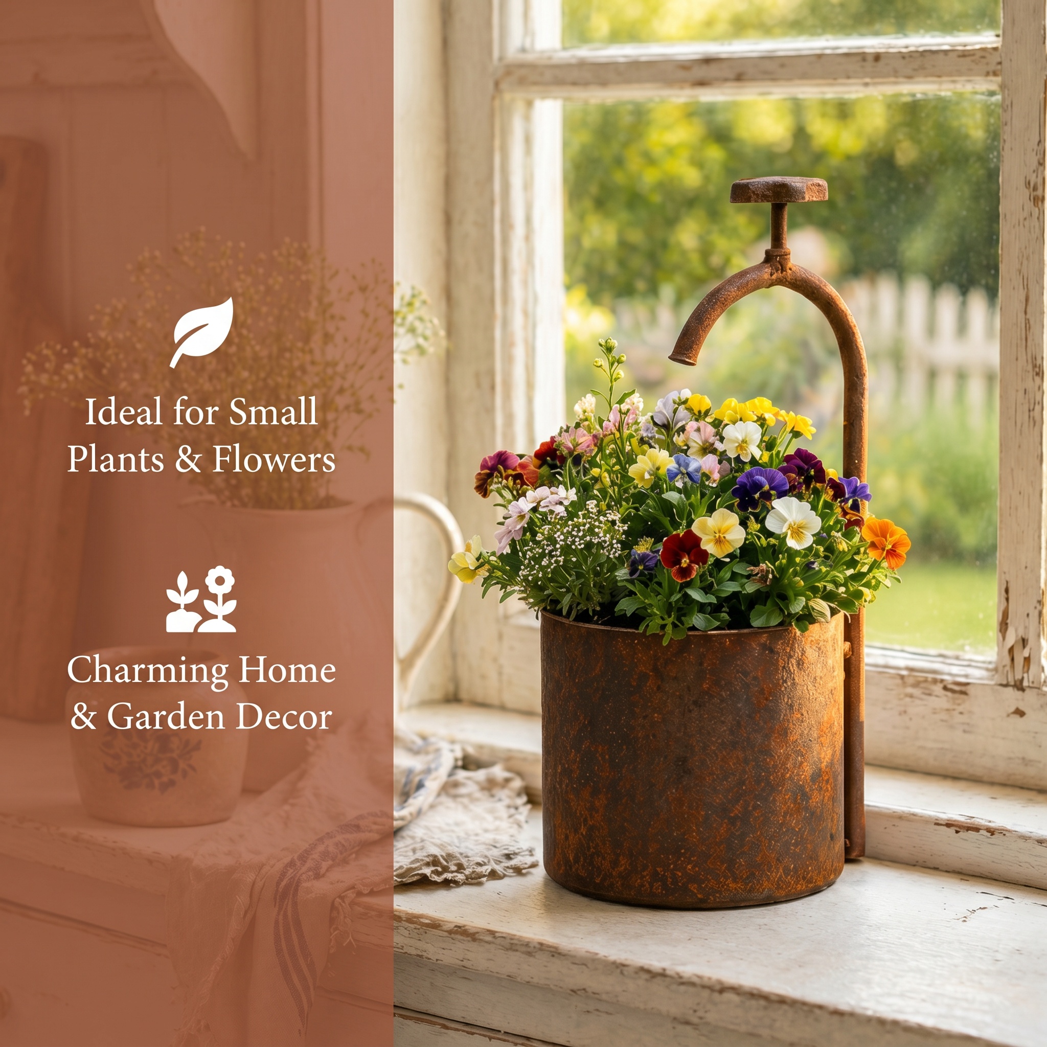 Vintage Wrought Iron Well-Shaped Planter