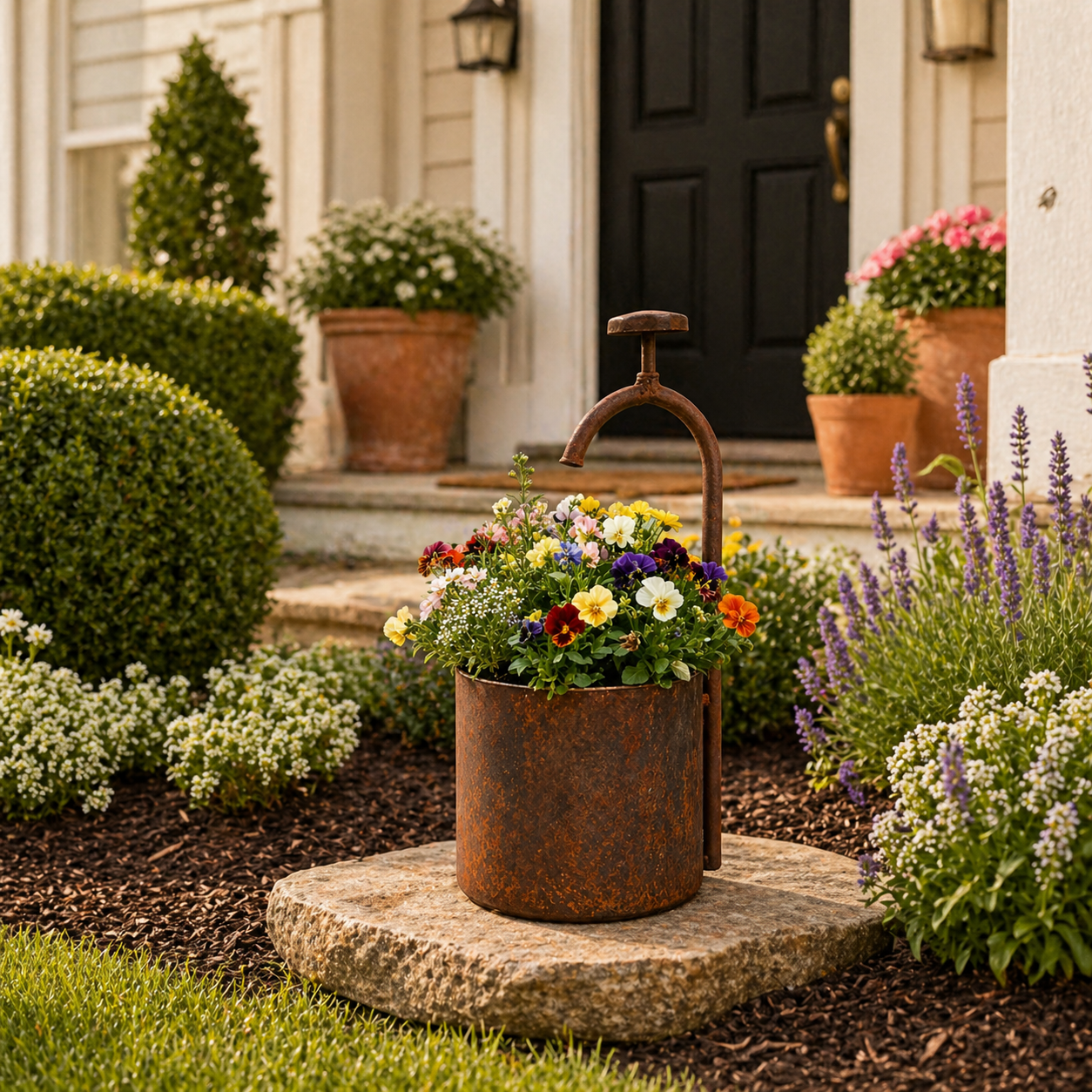 Vintage Wrought Iron Well-Shaped Planter