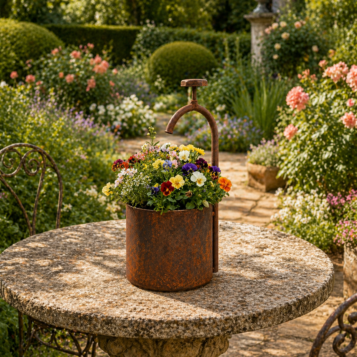 Vintage Wrought Iron Well-Shaped Planter