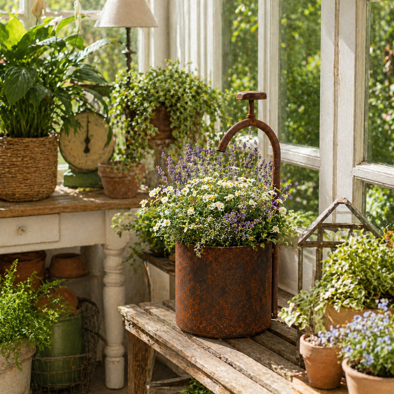 Vintage Wrought Iron Well-Shaped Planter
