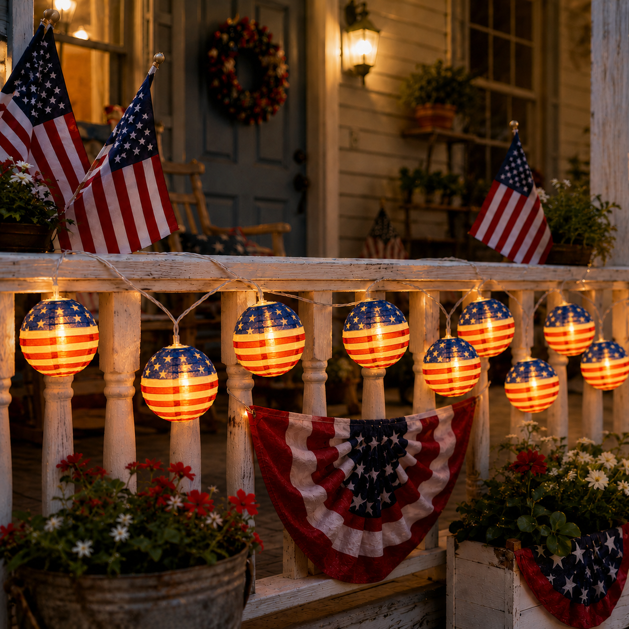 American Flag Waterproof LED String Lights