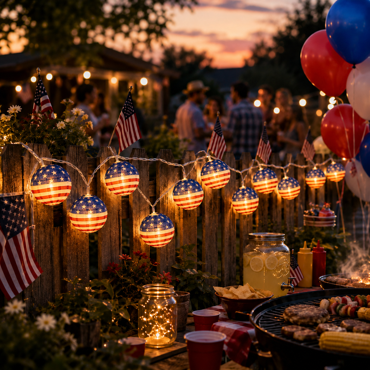 American Flag Waterproof LED String Lights