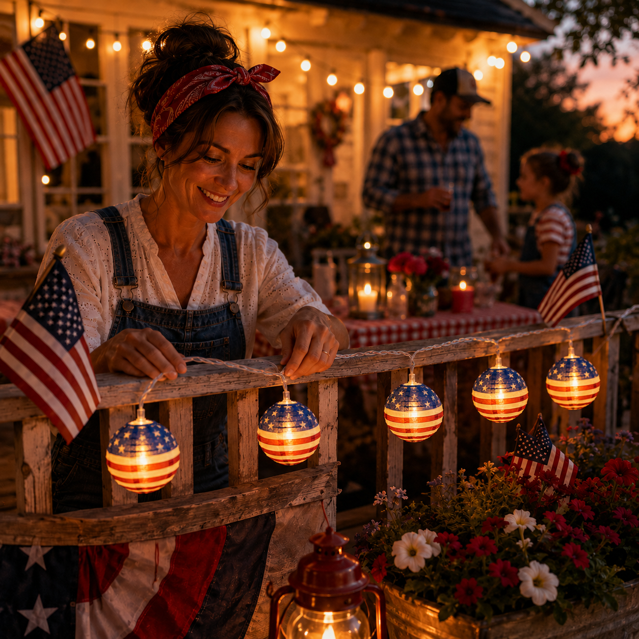 American Flag Waterproof LED String Lights
