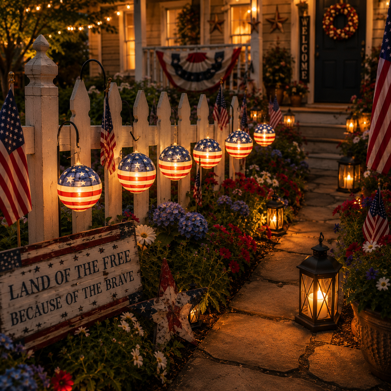 American Flag Waterproof LED String Lights