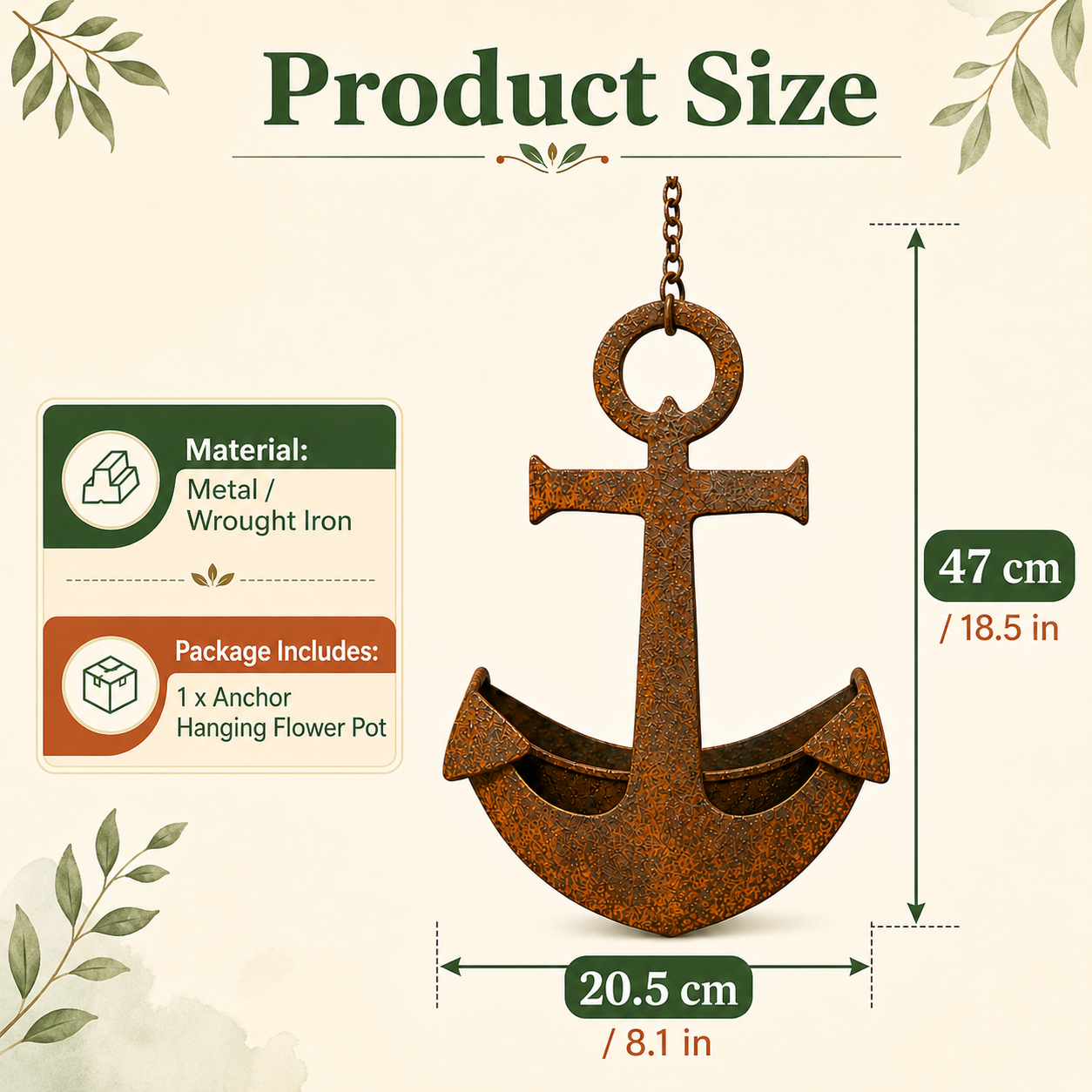 Rustic Anchor Hanging Planter