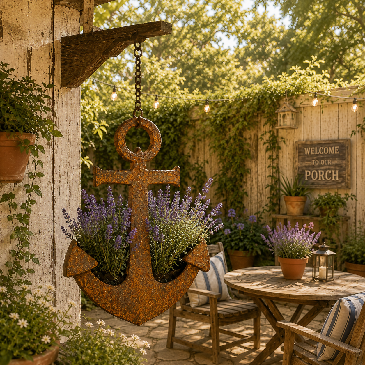 Rustic Anchor Hanging Planter