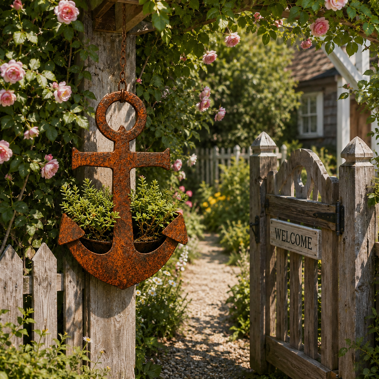 Rustic Anchor Hanging Planter